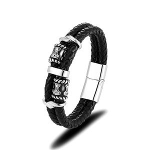 classic Black leather weave, magnetic clasp